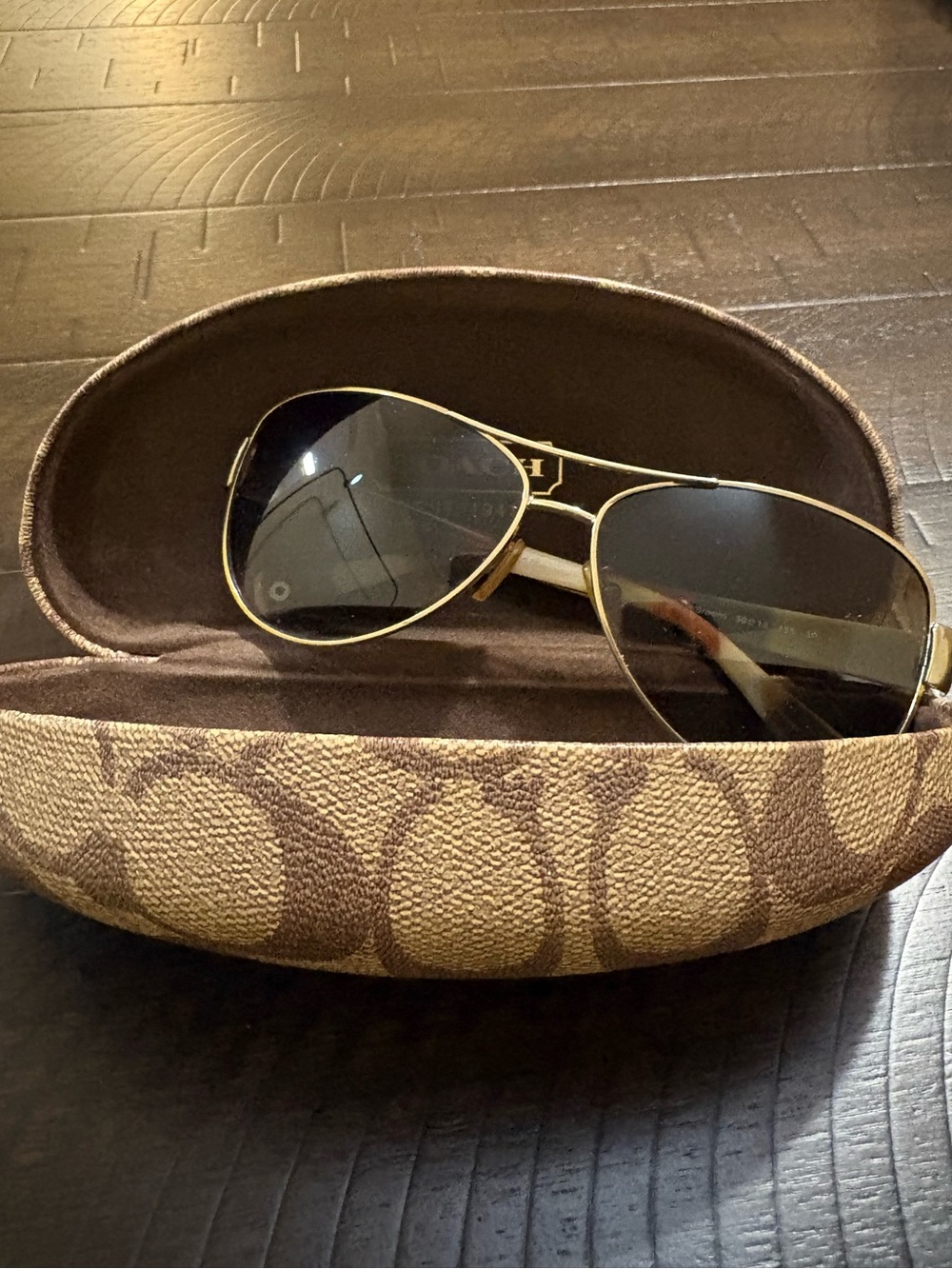 Women’s Coach Sunglasses in Gold with Brown Case